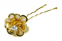 Epingle à chignon fleur strass gold