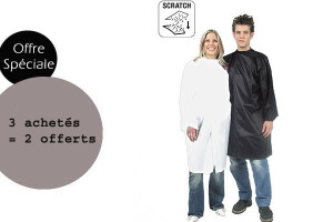 - Lot peignoirs politex blanc à scratch 3 achetés + 2 offerts