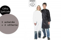 - Lot peignoirs politex blanc à scratch 3 achetés + 2 offerts