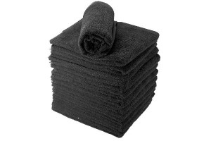 Lot de 12 serviettes éponge noires